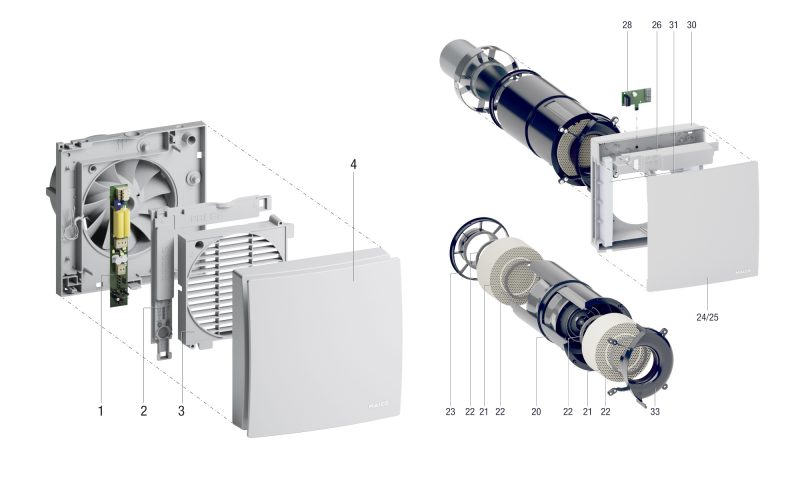 Fotorealistische Explosionsdarstellungen für Montage-, Betriebs- und Wartungsanleitungen.